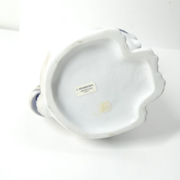 Cat Shaped Pitcher Figural Henriksen Imports Japan Vintage White Blue - Picture 7 of 8